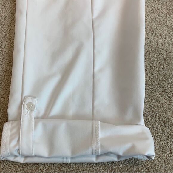 Adidas ClimaLite White pants capris blue stripe golf Sz 12 NWOT - Picture 6 of 12